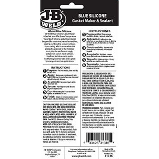 J-B Weld 31316 Blue Silicone Gasket Maker & Sealant, 3 oz.