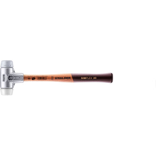 Halder 3137.030 Simplex Mallet with Grey Rubber and Superplastic Inserts Lightweight Aluminum Housing and Wood Handle