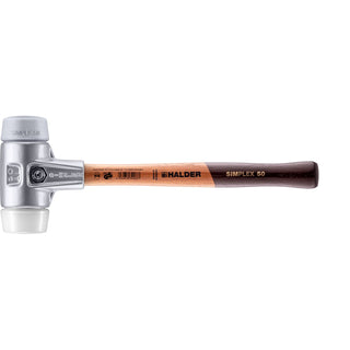 Halder 3137.050 Simplex Mallet with Grey Rubber and Superplastic Inserts Lightweight Aluminum Housing and Wood Handle