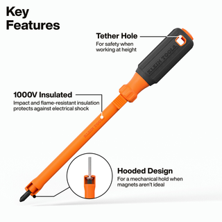 Klein Tools 32215INS 1/4" Slotted Insulated Hooded Screw Holding Screwdriver
