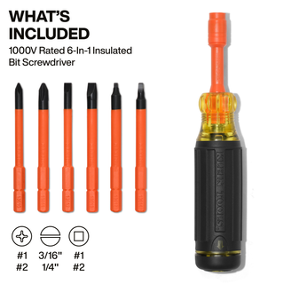 Klein Tools 32306INS 6-in-1 Insulated Auto-Lock Screwdriver