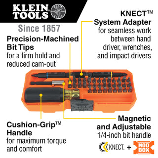 Klein Tools 32501HD KNECT Impact-Rated Multi-Bit Screwdriver / Nut Driver Set, 46 Pc.