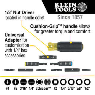 Klein Tools 32527HD KNECT Impact Rated HVAC Nut & Screwdriver, 11-in-1