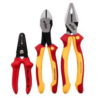 Wiha Tools 32863 3 Piece Insulated Pliers, Cutters, Wire Stripper Set