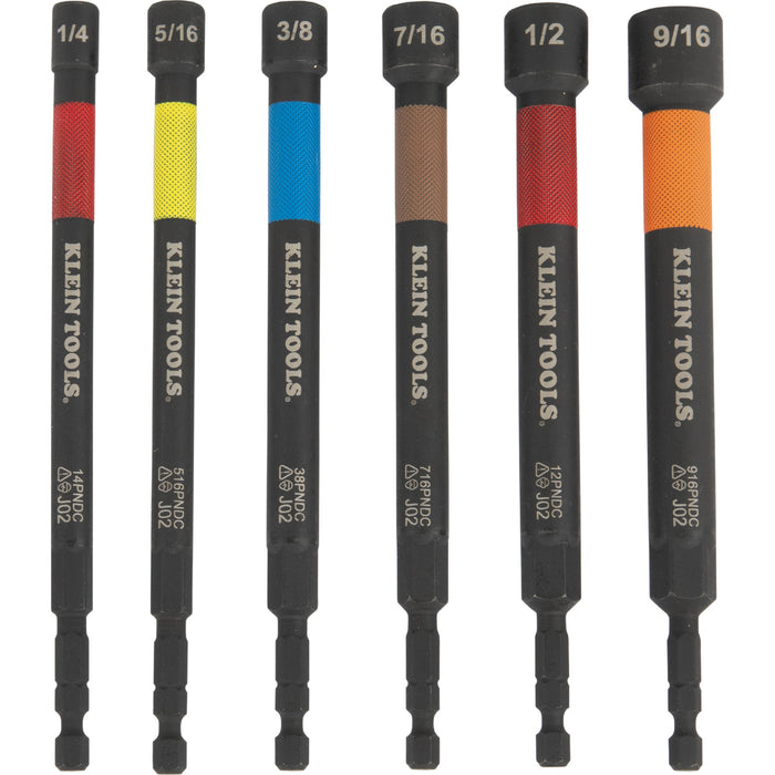 Klein Tools 32930 Magnetic Color-Coded Power Nut Setters Set, 6 Pc.