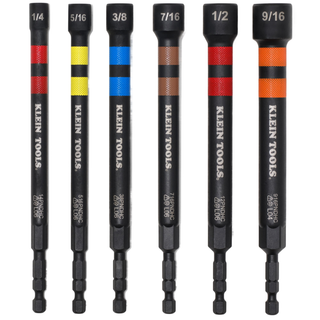 Klein Tools 32940 Magnetic Hollow Color-Coded Power Nut Drivers Set, 6 Pc.
