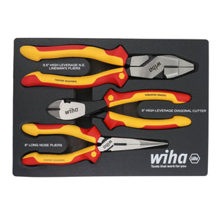 Wiha Tools 32960 3 Piece Insulated Pliers and Cutters Tray Set