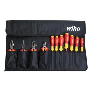 Wiha Tools 32986 Insulated Industrial Pliers/Cutters/Drivers Pouch Set, 11 Piece