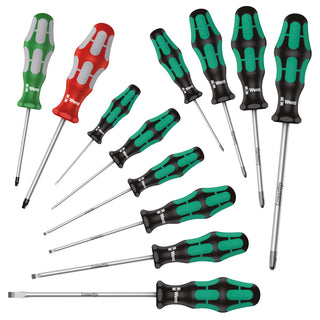 Wera 05347901001 Kraftform Slotted/Phillips/Square Screwdriver Set, 12 Piece