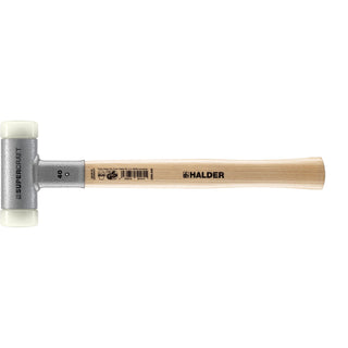 Halder 3366.040 Supercraft Dead Blow, Non-Rebounding Hammer with Nylon Face Inserts Steel Housing and Hickory Handle