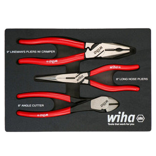 Wiha Tools 34680 3 Piece Classic Grip Pliers and Cutters Tray Set