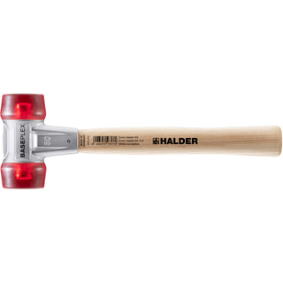 Halder 3906.050 Baseplex Mallet with Red Plastic Face Inserts Zinc Die Cast Housing and Wood Handle