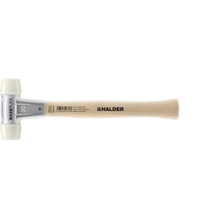 Halder 3908.030 Baseplex Mallet with Nylon Face Inserts Zinc Die Cast Housing and Wood Handle