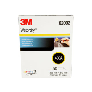 3M Wetordry Abrasive Sheet 413Q, 02002, 400, 9 in x 11 in, 50 sheetsper carton