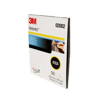 3M Wetordry Abrasive Sheet 413Q, 02002, 400, 9 in x 11 in, 50 sheetsper carton