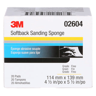 3M Softback Sanding Sponge 02604, 4 1/2 in x 5 1/2 in (115 mm x140 mm), Fine