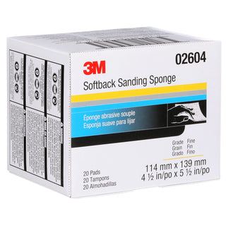 3M Softback Sanding Sponge 02604, 4 1/2 in x 5 1/2 in (115 mm x140 mm), Fine