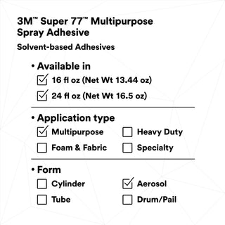 3M Super 77 Multipurpose Spray Adhesive, 24 fl oz Can (Net Wt 16.75oz)