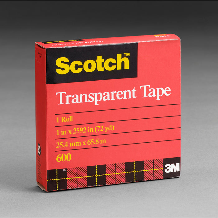 Scotch® Light Duty Packaging Tape 600 Clear High Clarity, 3/4 in x 72 yd