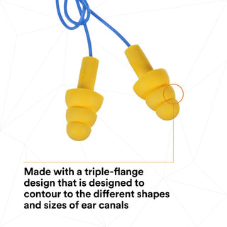 3M E-A-R UltraFit Earplugs 340-4004, Corded, Poly Bag