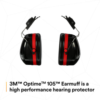 3M PELTOR Optime 105 Earmuffs H10P3E, Hard Hat Attached