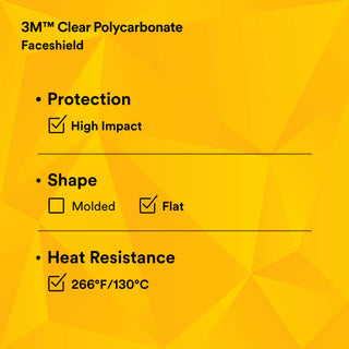 3M Clear Polycarbonate Faceshield WP98, 82543-00000, Flat Stock