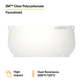 3M Clear Polycarbonate Faceshield WP98, 82543-00000, Flat Stock