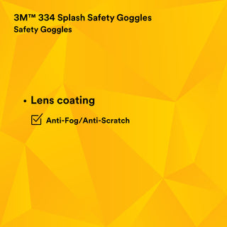 3M 334 Splash Safety Goggles Anti-Fog 40661-00000-10, Clear Anti FogLens