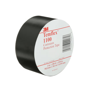 3M Temflex Vinyl Corrosion Protection Tape 1100, 2 in x 100 ft,Unprinted, Black