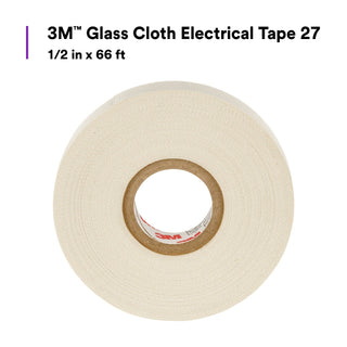 3M Glass Cloth Electrical Tape 27, 1/2 in x 66 ft