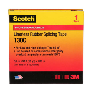 Scotch® Linerless Rubber Splicing Tape 130C, 3/4 in x 30 ft, Black