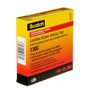 Scotch® Linerless Rubber Splicing Tape 130C, 1 in x 30 ft, Black, 1roll/carton