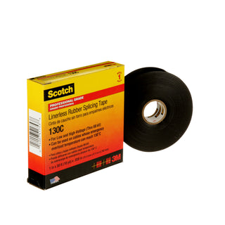 Scotch® Linerless Rubber Splicing Tape 130C, 1 in x 30 ft, Black, 1roll/carton