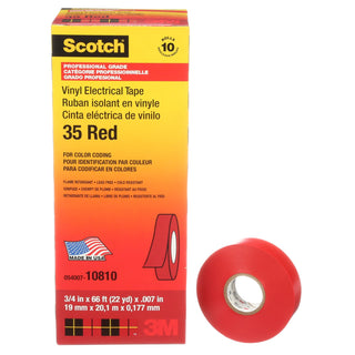 Scotch® Vinyl Color Coding Electrical Tape 35, 3/4 in x 66 ft, Red