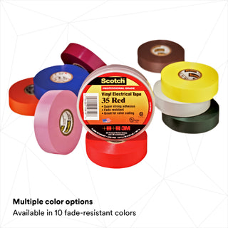 Scotch® Vinyl Color Coding Electrical Tape 35, 3/4 in x 66 ft, Red