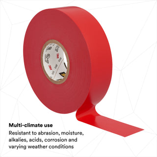 Scotch® Vinyl Color Coding Electrical Tape 35, 3/4 in x 66 ft, Red