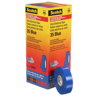 Scotch® Vinyl Color Coding Electrical Tape 35, 3/4 in x 66 ft, Blue