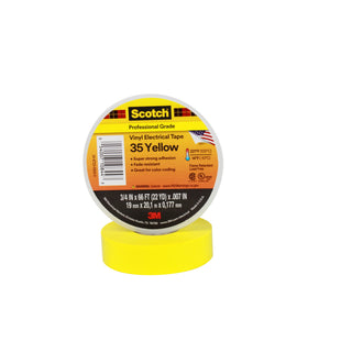 Scotch® Vinyl Color Coding Electrical Tape 35, 3/4 in x 66 ft, Yellow