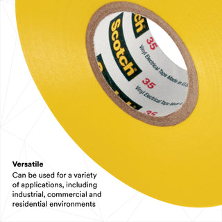 Scotch® Vinyl Color Coding Electrical Tape 35, 3/4 in x 66 ft, Yellow