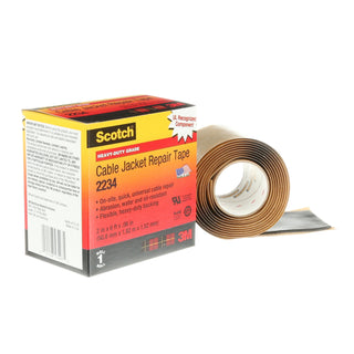 Scotch® Cable Jacket Repair Tape 2234, 2 in x 6 ft, Black, 1roll/carton