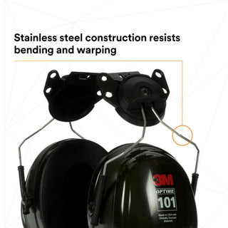 3M PELTOR Optime 101 Earmuffs H7P3E, Hard Hat Attached