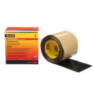 Scotch® Vinyl Mastic Roll 2210, 4 in x 10 ft, Black, 1 roll/carton