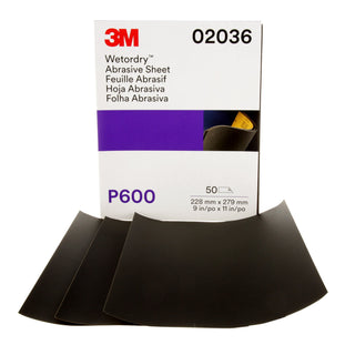 3M Wetordry Abrasive Sheet 213Q, 02036, P600, 9 in x 11 in, 50 sheetsper carton