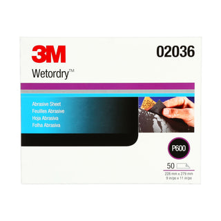 3M Wetordry Abrasive Sheet 213Q, 02036, P600, 9 in x 11 in, 50 sheetsper carton