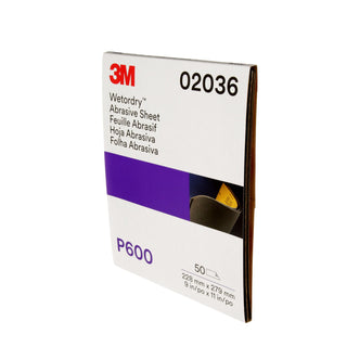 3M Wetordry Abrasive Sheet 213Q, 02036, P600, 9 in x 11 in, 50 sheetsper carton