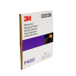 3M Wetordry Abrasive Sheet 213Q, 02038, P400, 9 in x 11 in, 50 sheetsper carton