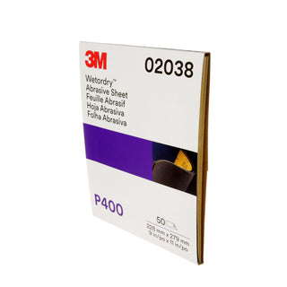 3M Wetordry Abrasive Sheet 213Q, 02038, P400, 9 in x 11 in, 50 sheetsper carton