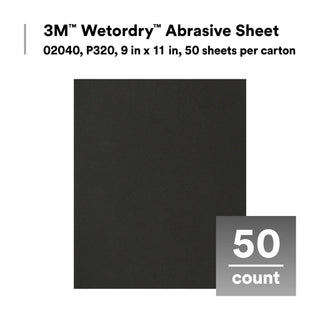 3M Wetordry Abrasive Sheet 213Q, 02040, P320, 9 in x 11 in, 50 sheets
per carton