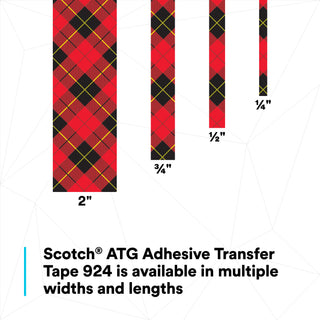 Scotch® ATG Adhesive Transfer Tape 924, Clear, 3/4 in x 36 yd, 2 mil