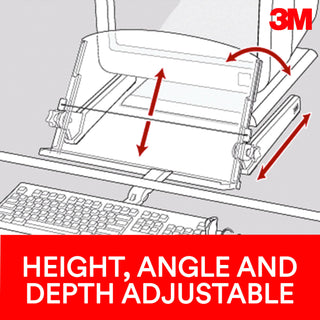 3M Adjustable In-Line Document Holder with Elastic Line Guide, Black,DH640